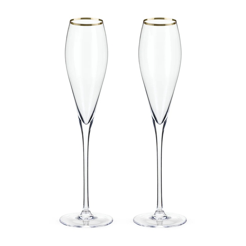 Viski Gold-Rimmed Crystal Champagne Flutes