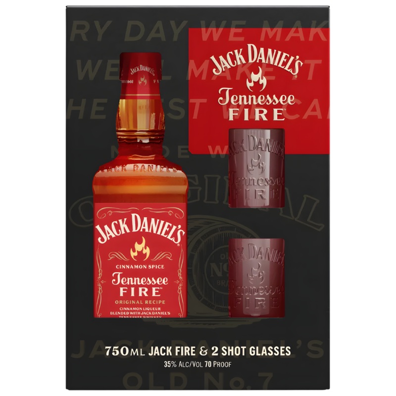 JACK DANIELS TENNESSEE FIRE W/ 2 GLASSES GIFT SET