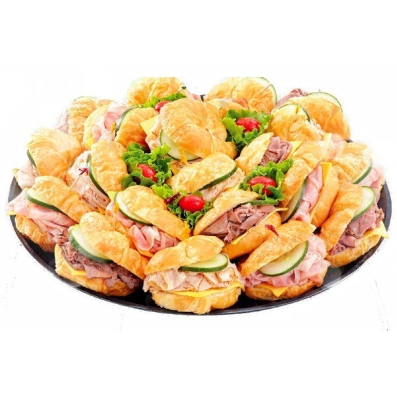 10 Mini Croissants Prosciutto Crudo – Cured Ham, Arugula, Red Cherry Tomatoes, Cucumber