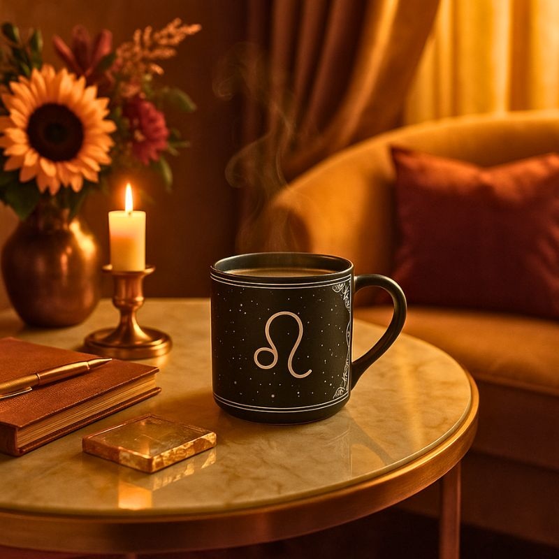 Almiro Tree | Ceramic Sunsign Theme Coffee Mug Leo | Black | Ceramic | 300 ml  | 1 PC