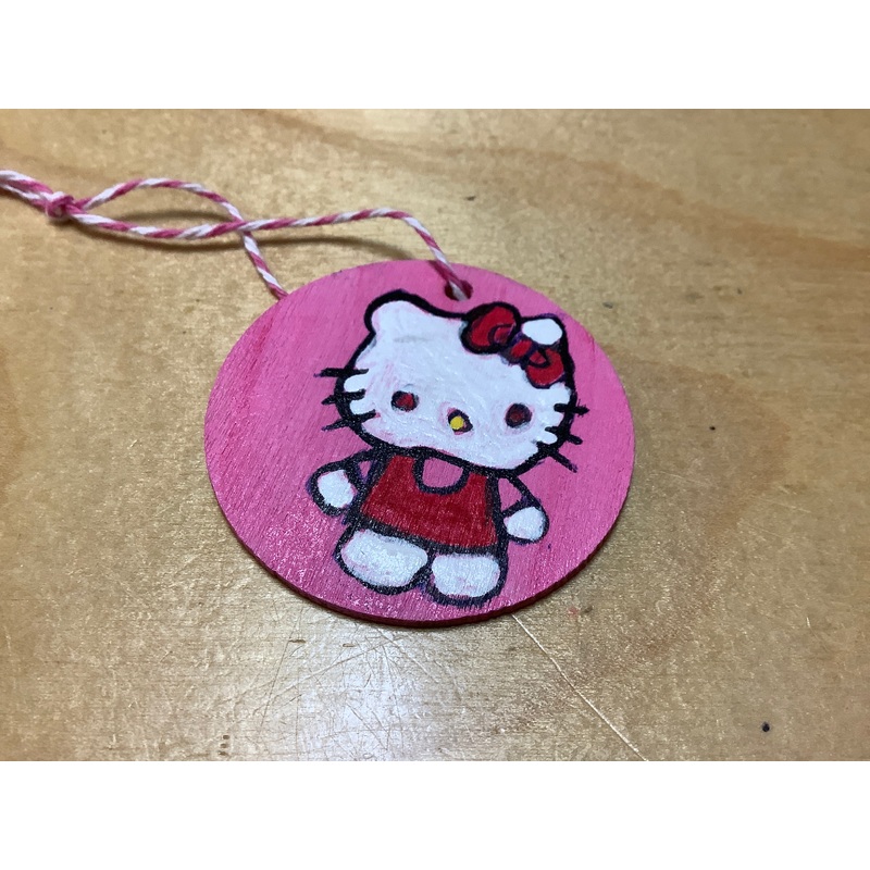 (Hand painted  Kitty Wooden Disc by Cecelia. ( 1 per purchase)