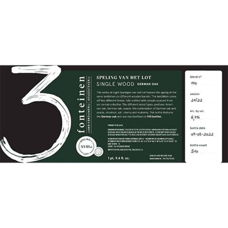 3 Fonteinen Speling van het Lot XVIII.ii: Single Wood (German Oak)