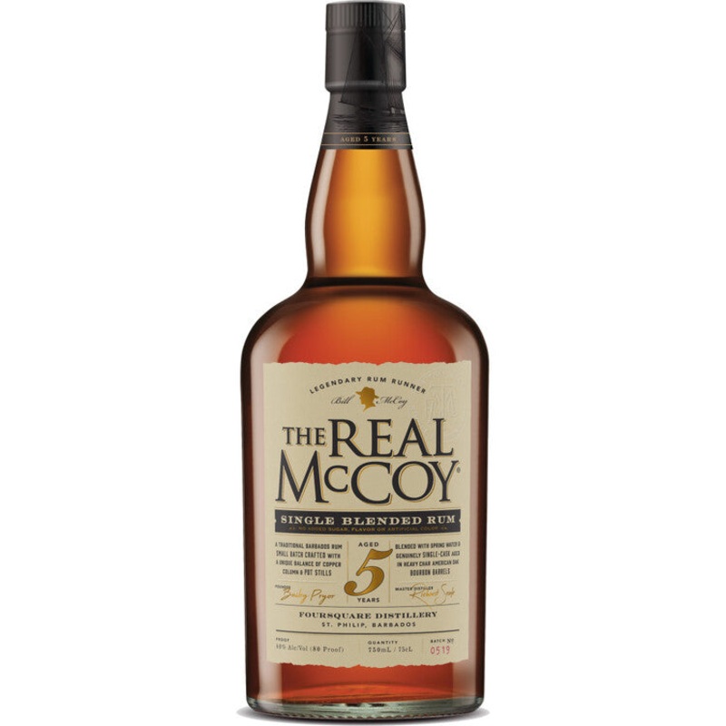 THE REAL MCCOY SINGLE BLENDED RUM 5 YR 80 750ML