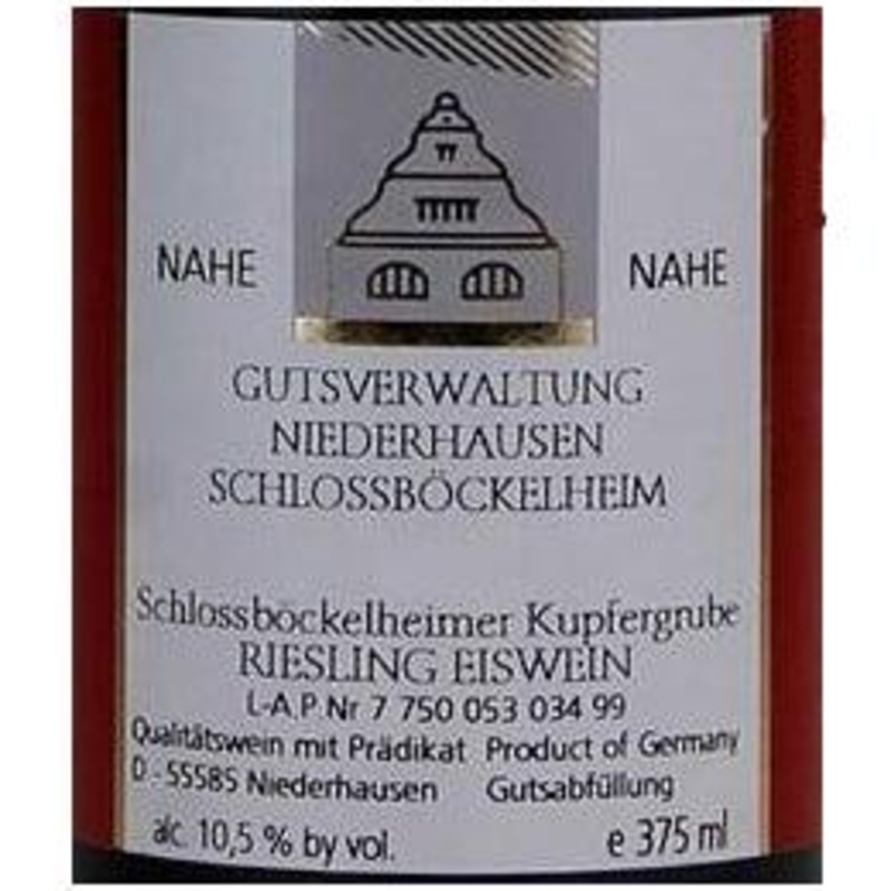 1989 Gutsverwaltung Staatliche Weinbaudomane Niederhausen Schlossbockelheim Schlossbockelheimer Kupfergrube Riesling Eiswein 750ml