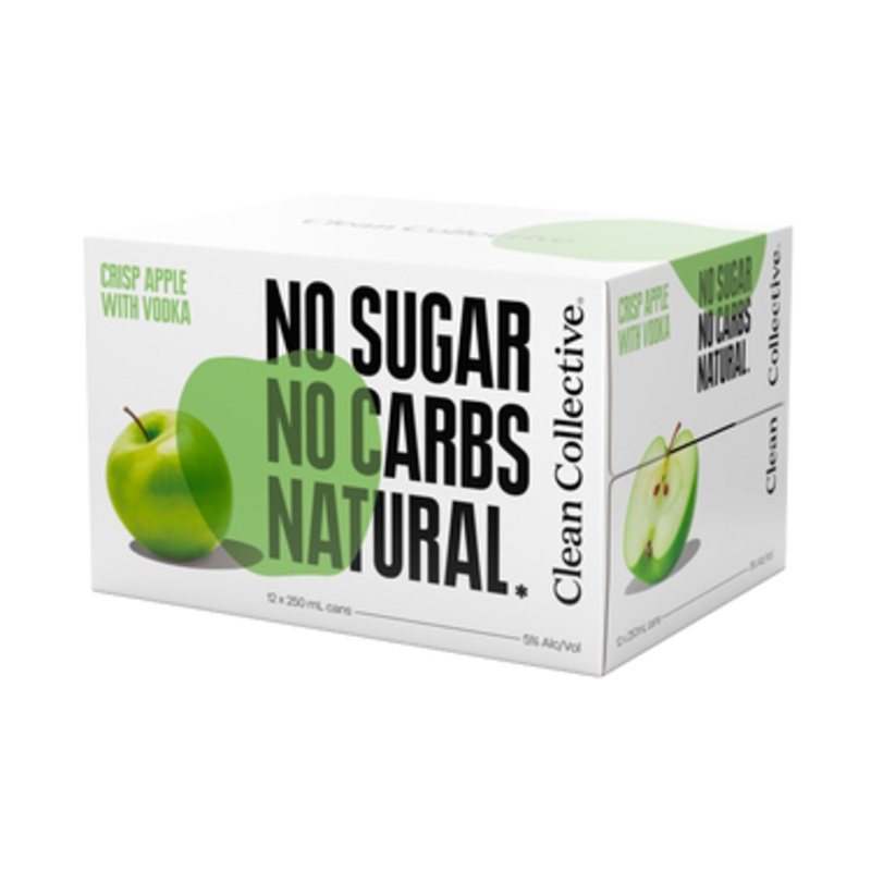 Clean Collective Crisp Apple with Vodka 5% 12 Pack Cans 250ml