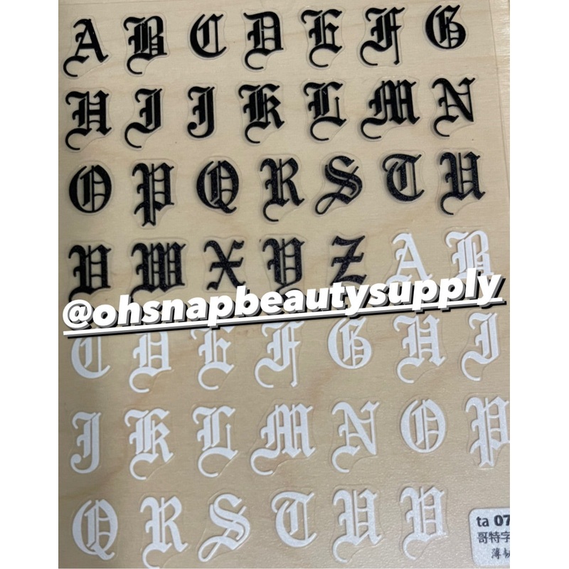 BLACK/WHITE Old English Letter TA075 Sticker