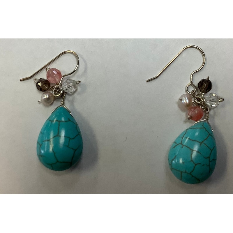 Turquoise-Like Beads with Many Tiny Colored Beads by MKD