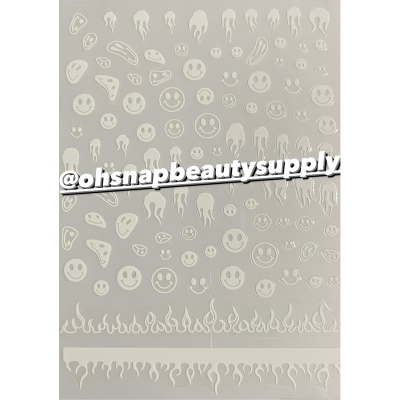* WHITE Smiley Face FIRE 27-62 Sticker