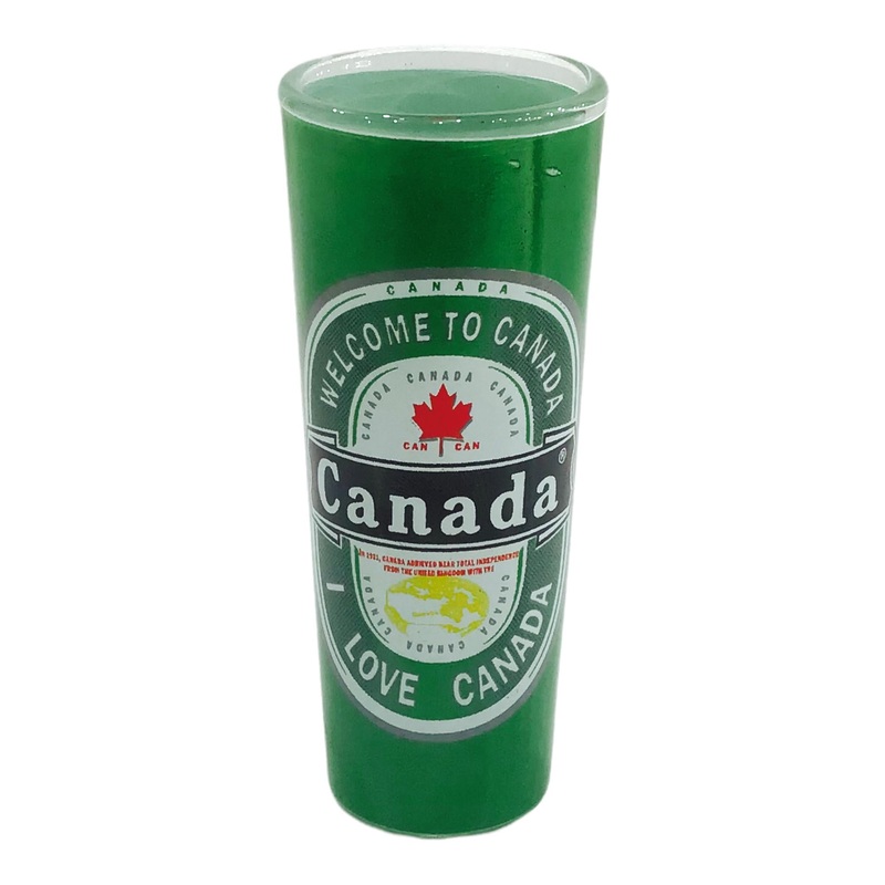 Canada Shot Glasses, Tequila Shooter, Tall Heavy Base Frosty Glass, Mezcal Vodka and Liquor Mini Cups, 2 oz.