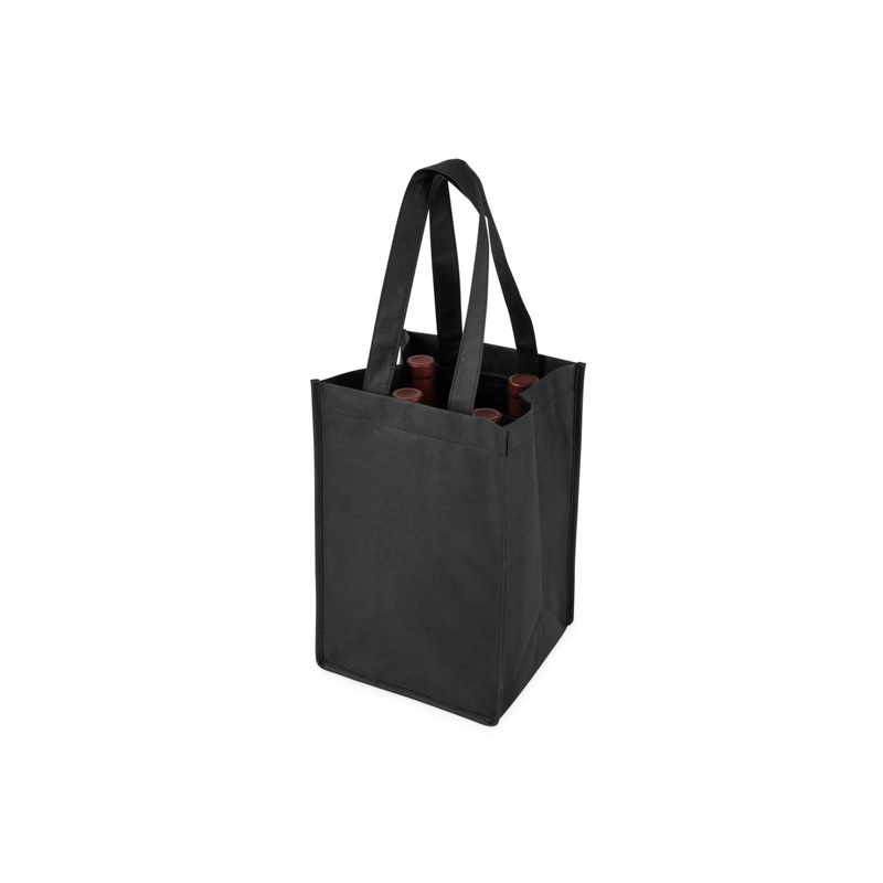 4 Bottle Wine Tote – Black Black