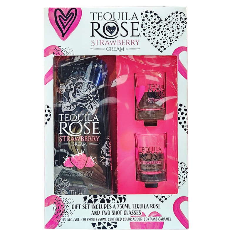 Tequila Rose Strawberry Gift Set Shot Glass -750ml