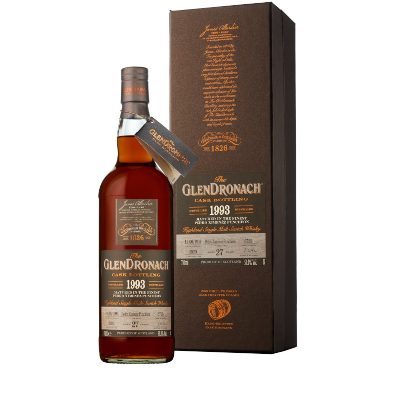 1993 Glendronach Single Cask No.6735 Pedro Ximenez Sherry Puncheon Cask Strength 27 Year Old Single Malt Scotch Whisky 700ml