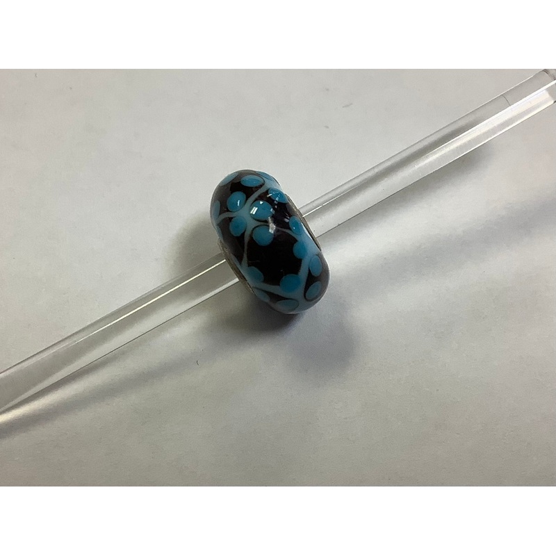 Unique Trollbead Teal Flowers and Brown