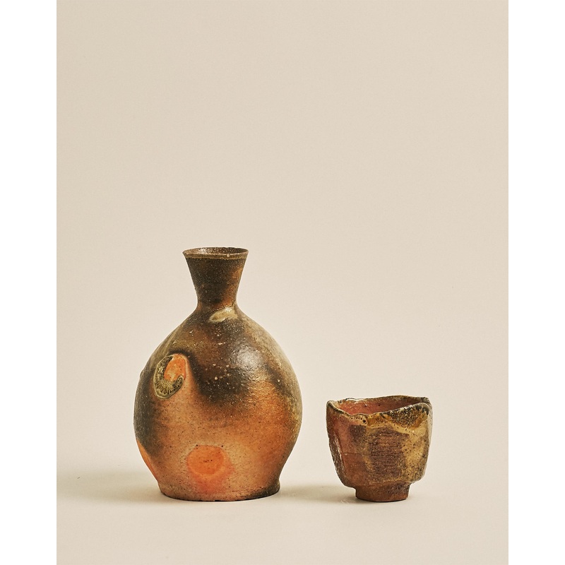 Ceramic Sake Bottle & Cup