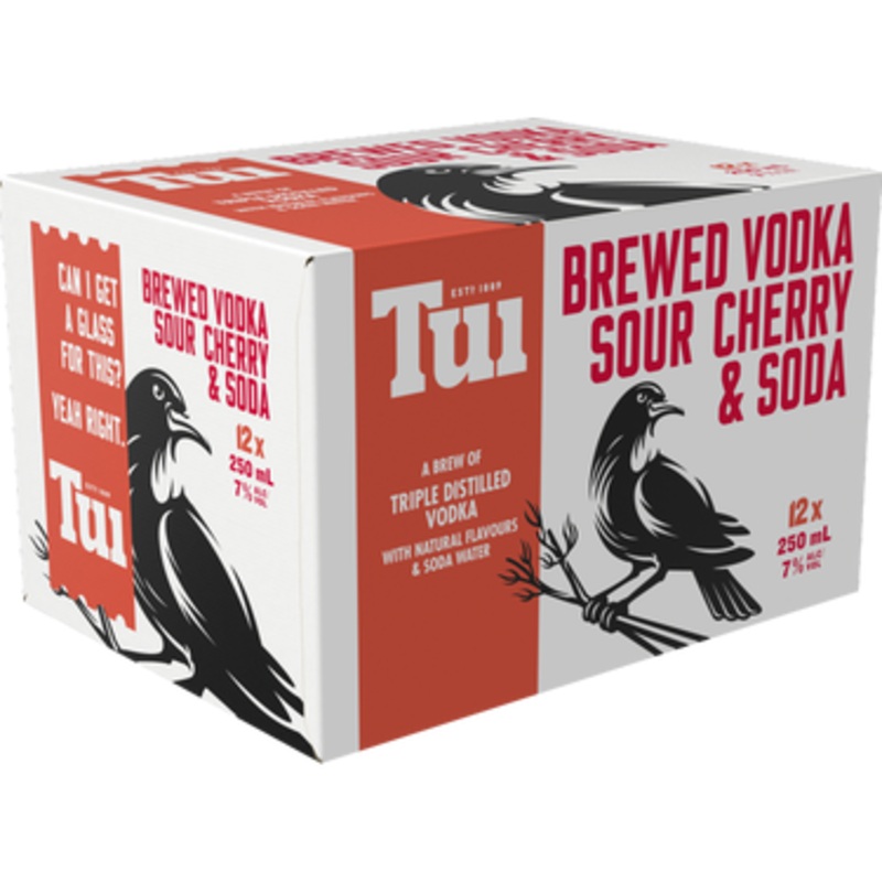Tui Vodka Sour Cherry & Soda 7% 12 Pack Cans 250ml