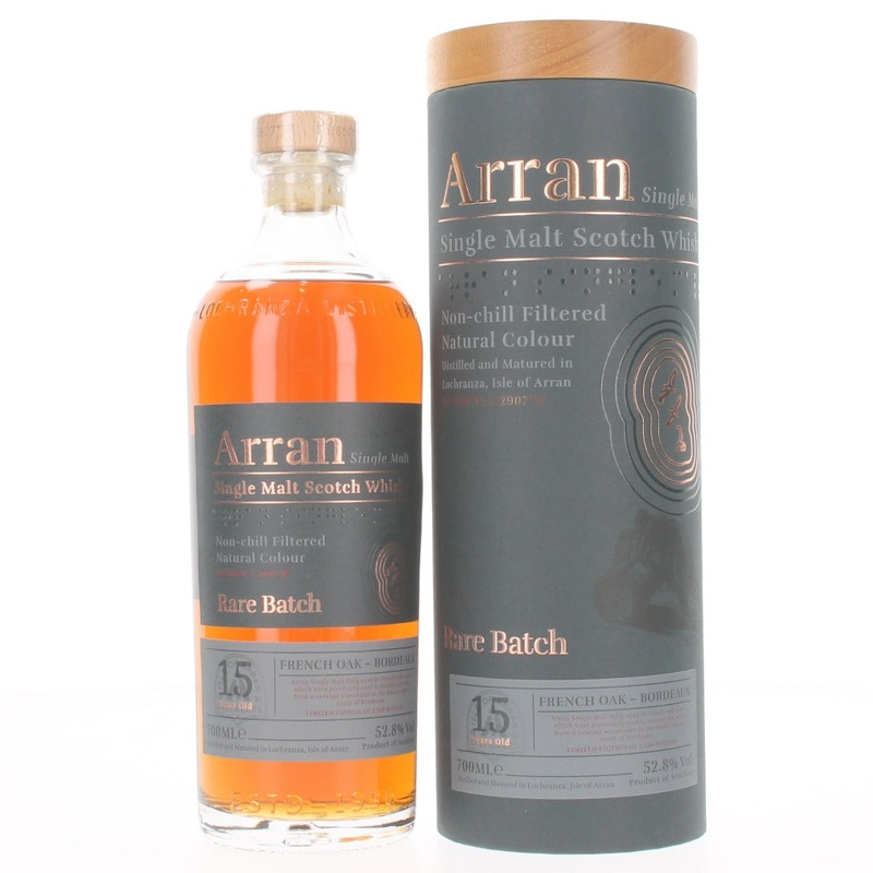 Arran 15 Year Old Rare Batch French Oak Bordeaux Single Malt Scotch Whisky – 70cl 52.8%