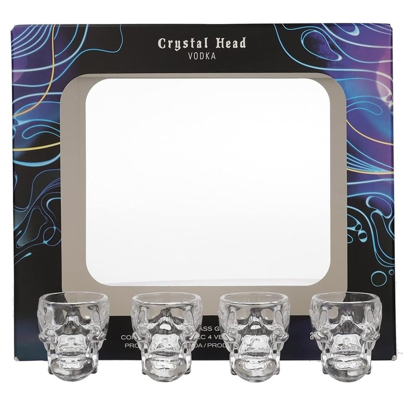 Crystal Head Vodka Gift Set 4 x Skull Shot Glasses 70cl