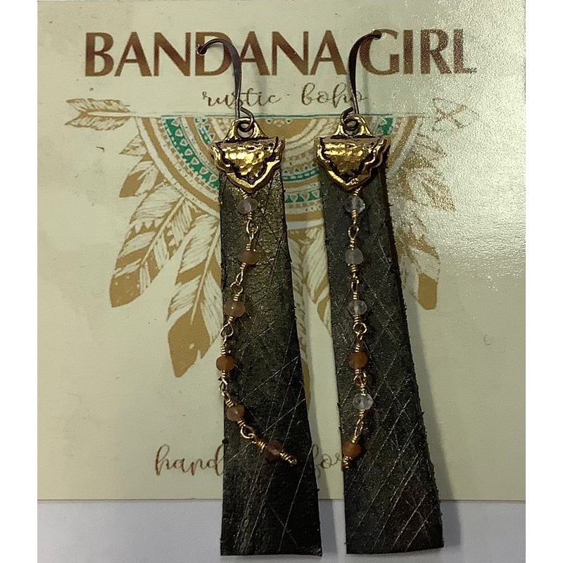 #413 Bandana Girl Leather and Beaded