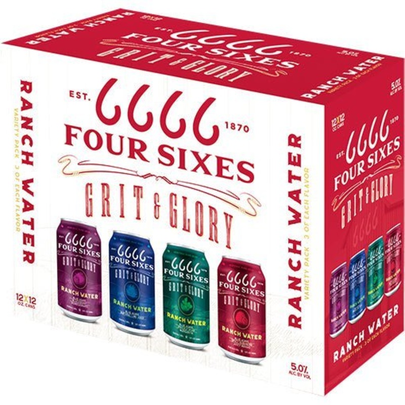 Four Sixes Grit & Glory Ranch Water Hard  Seltzer Variety 12 Pack 12.oz