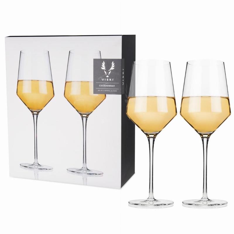 Angled Crystal Chardonnay Glasses by Viski (Set of 2)