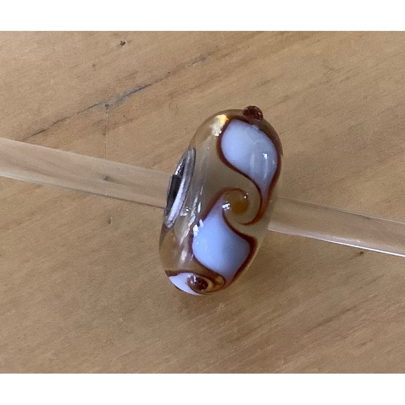 Unique trollbead amber and white with brown dots