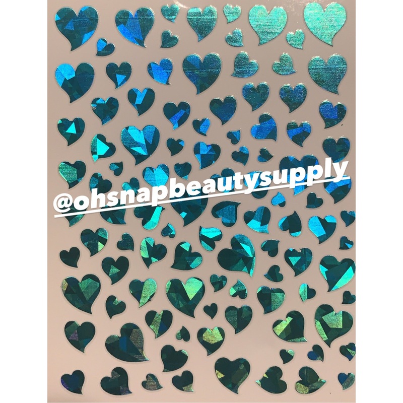 ***Holographic Turquoise Heart  D4213 Sticker