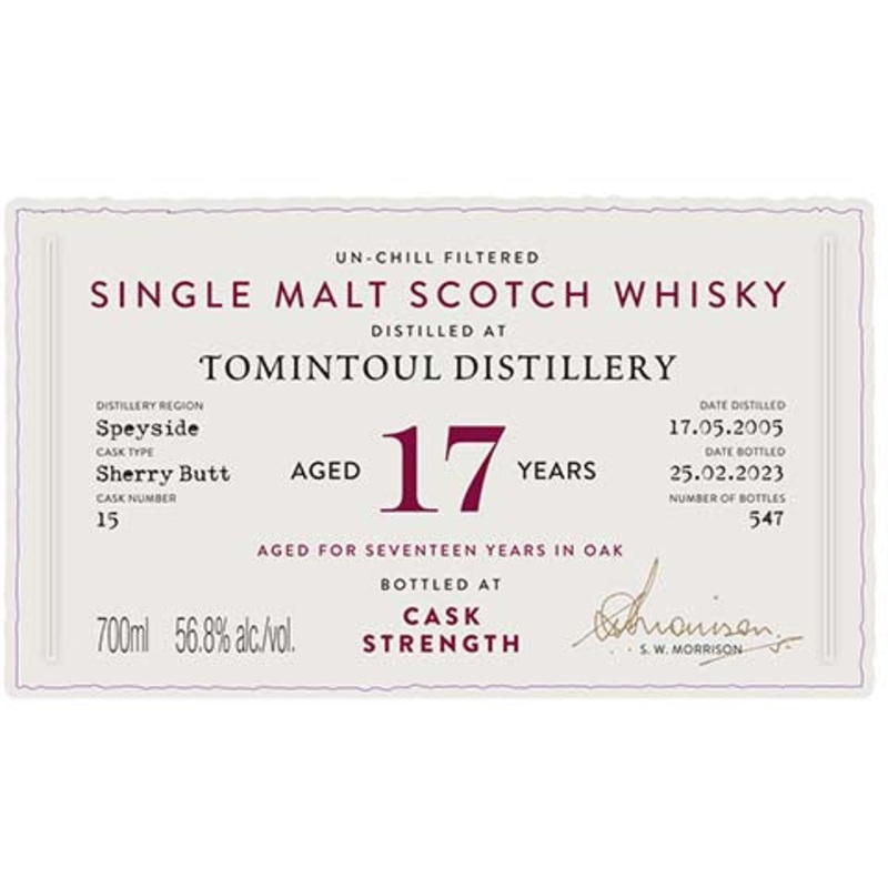 A.D. Rattray Tomintoul Aged 17 Years Single Malt Scotch Whisky
