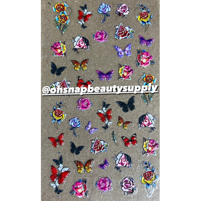 ** PINK FLOWER Butterfly 5D K002 Sticker