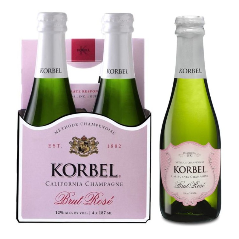 Korbel Brut Ros Champagne – 187ml x 4