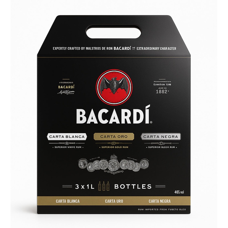 Bacardi Rum Triple Pack 1L