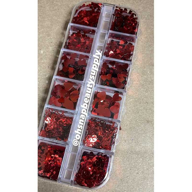 * Holographic Red Heart (Mix & HOLLOW)- set of 12