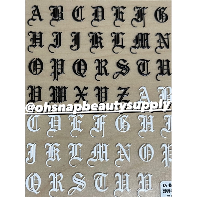 5D BLACK/WHITE Old English Letter TA076 Sticker