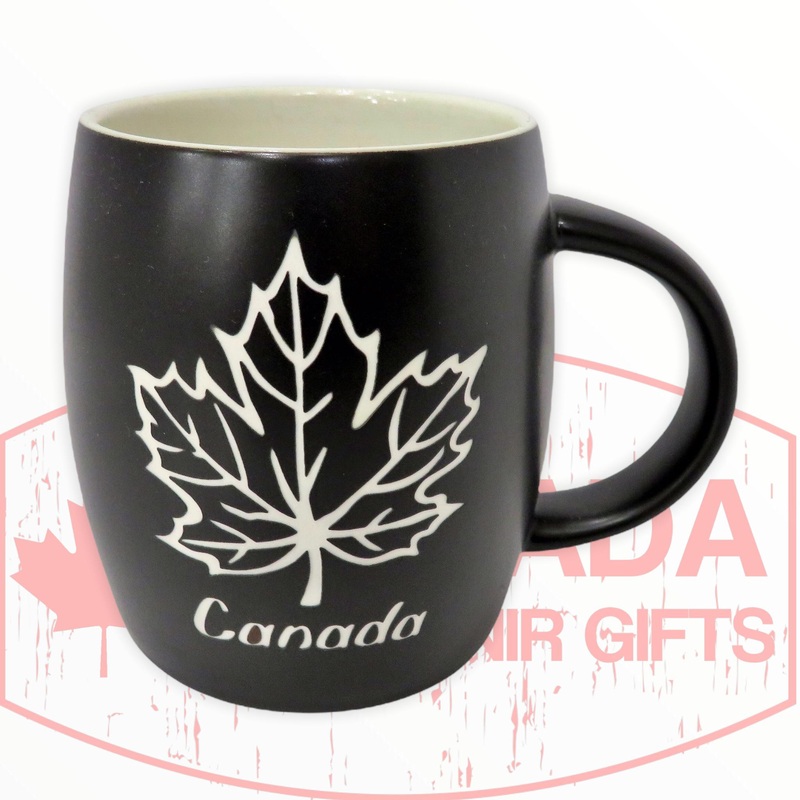 Vintage Canada Coffee Mug Black – Maple Leaf Logo Engraved Souvenir Tea Cup