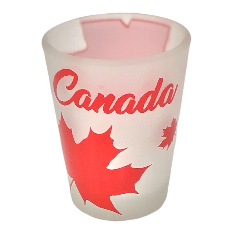 4 Canada Red Maple Leaf Frosted Shot Glasses | Best Gift Idea or Bachelor Party Favor | Shots | Whiskey Glasses | Cocktail Glasses | Bar Glasses | Couple Glass