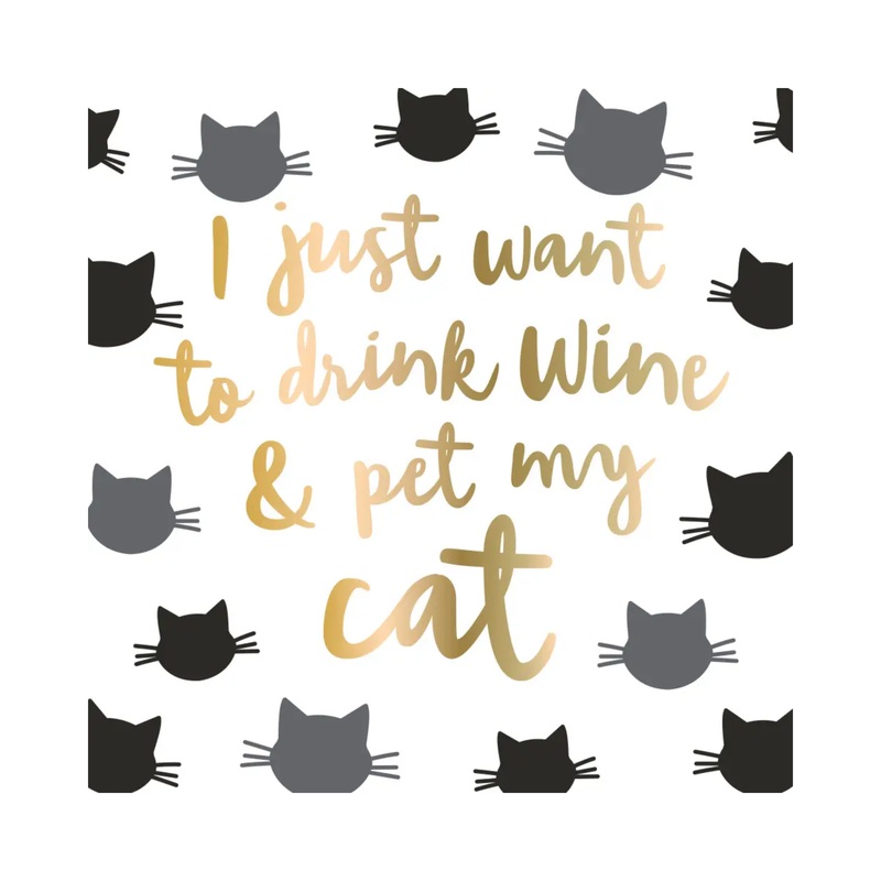“Drink Wine, Pet My Cat” Cocktail Napkins