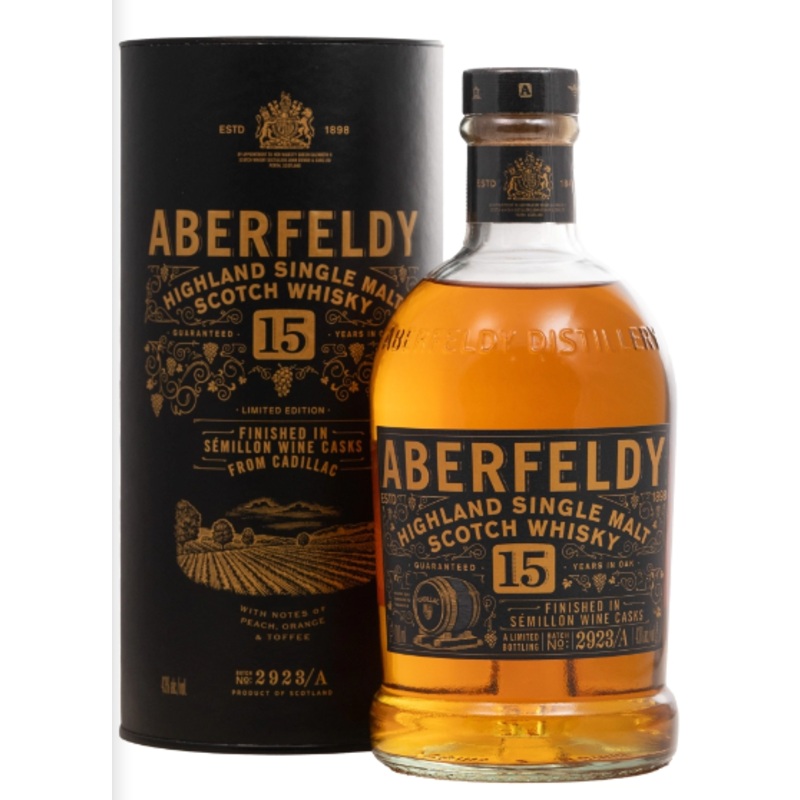 Aberfeldy | 15 Year Old | Cadillac French Wine Cask | Highland Single Malt Scotch Whiskey | Limited Edition | 700ML