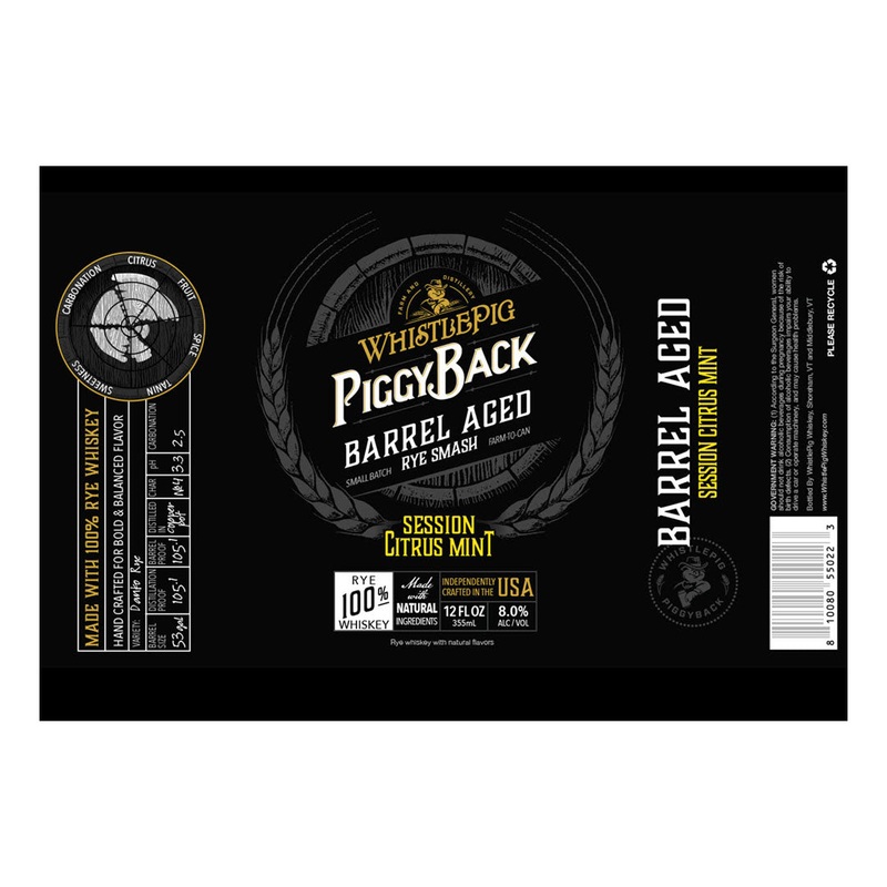 Whistlepig PiggyBack Barreled Age Rye Smash Canned Cocktail Session Citrus Mint 750ml