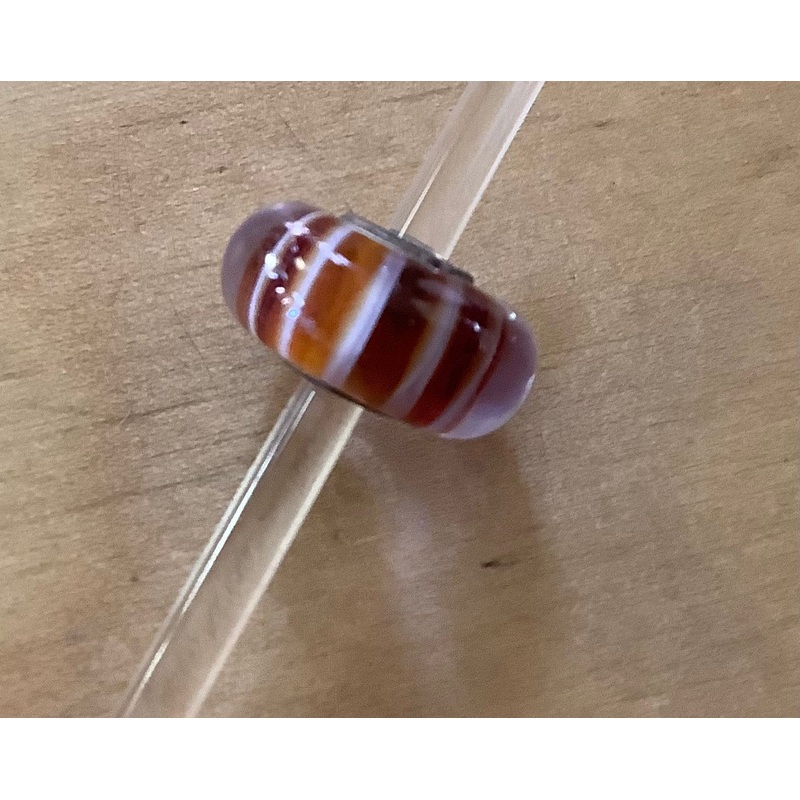 Unique Trollbeads amber and white stripes