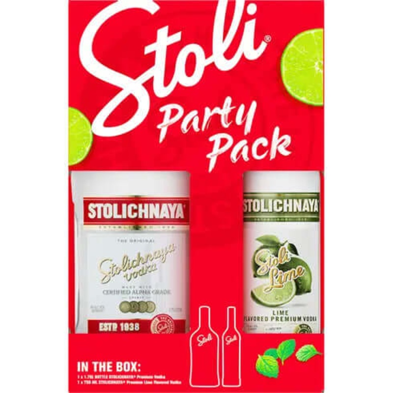 Stoli Vodka Party Pack with Stoli Lime 750ml 1.75l