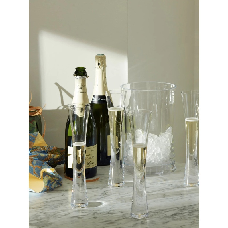 LSA International | Moya – Ice Bucket with Champagne Flute Serving Set | Clear | Crystal | Set of 7