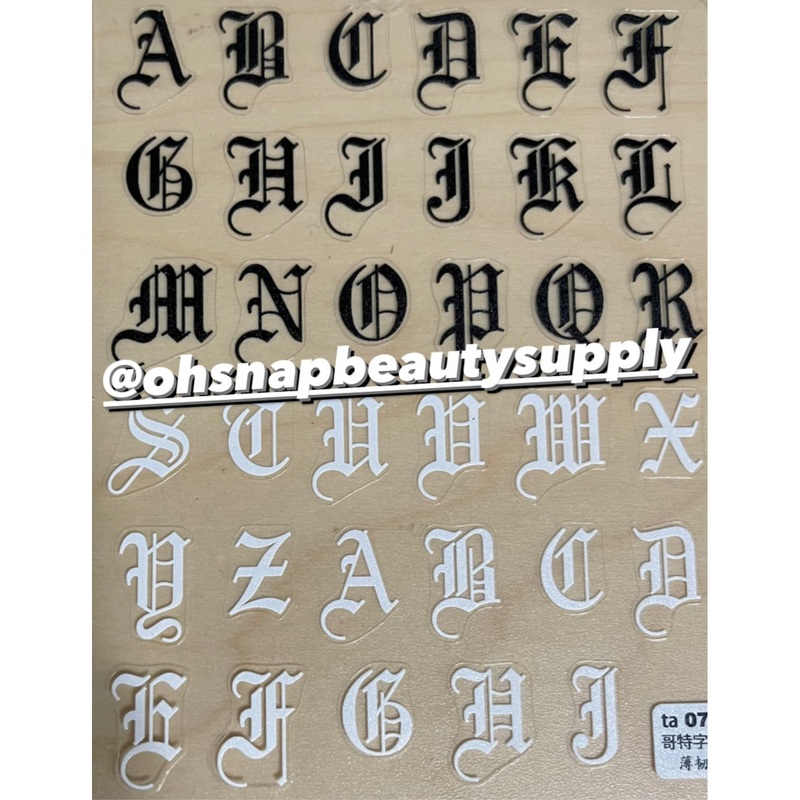 BLACK/WHITE Old English Letter TA071 Sticker