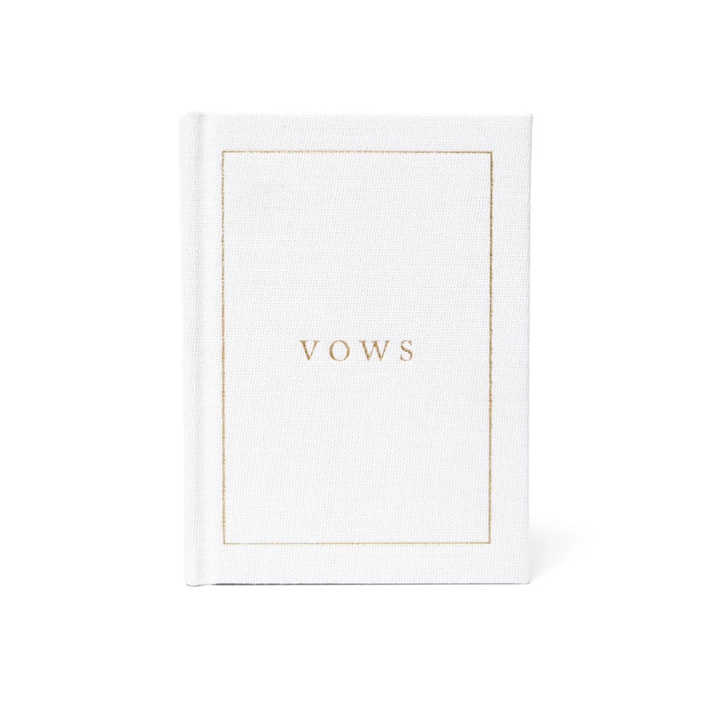 Gold Foil & Off-White Wedding Vow Keepsake Book