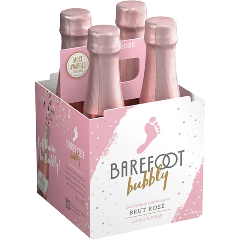 Barefoot Bubbly Brut Rose 187ml 4pk