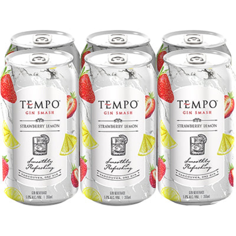 TEMPO GIN SMASH STRAWBERRY LEMON 6 CANS