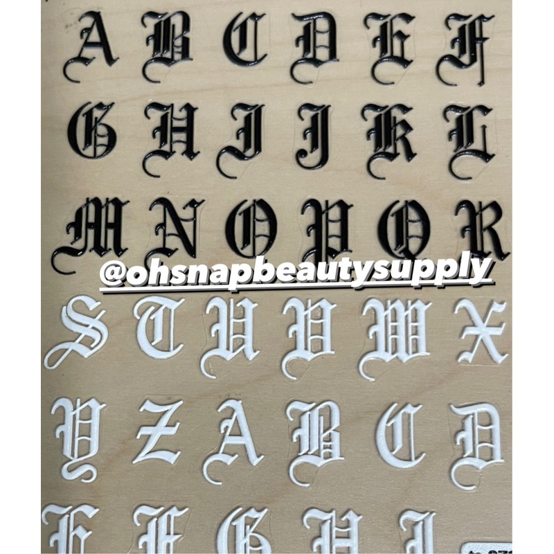5D Black/White Old English Letter TA072 Sticker