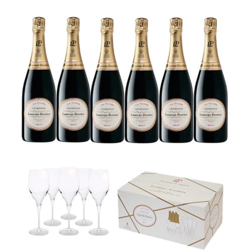 Laurent Perrier x 6 Bottles + 6 x Flutes