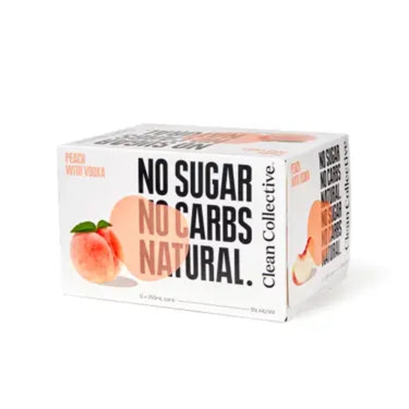 Clean Collective Peach with Vodka 5% 12 Pack Cans 250ml