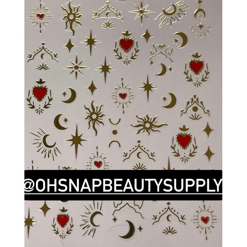 –  Gold Design Pattern Moon Star BTF S03 Sticker