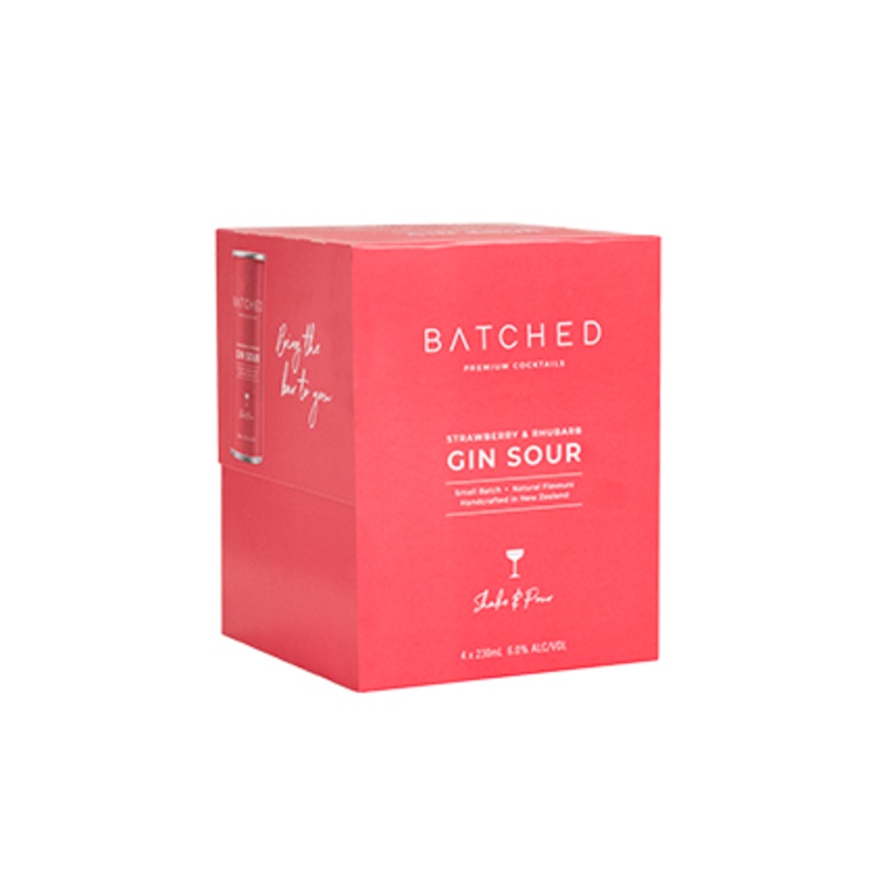 Batched Gin Sour Strawberry & Rhubarb 230ml 4pk CANS