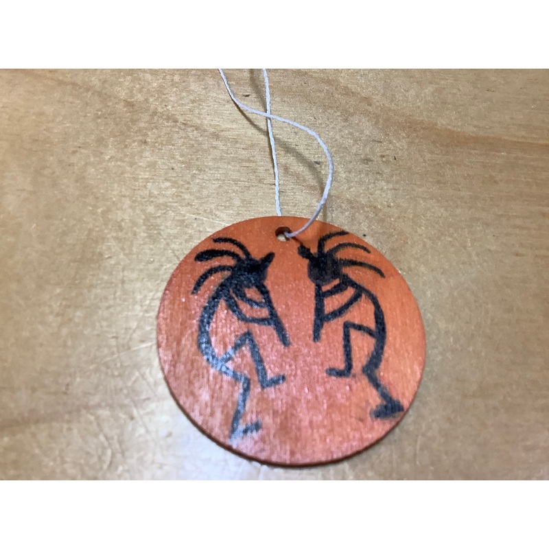 Kokopelli Hand painted Wooden Disc by Cecelia.